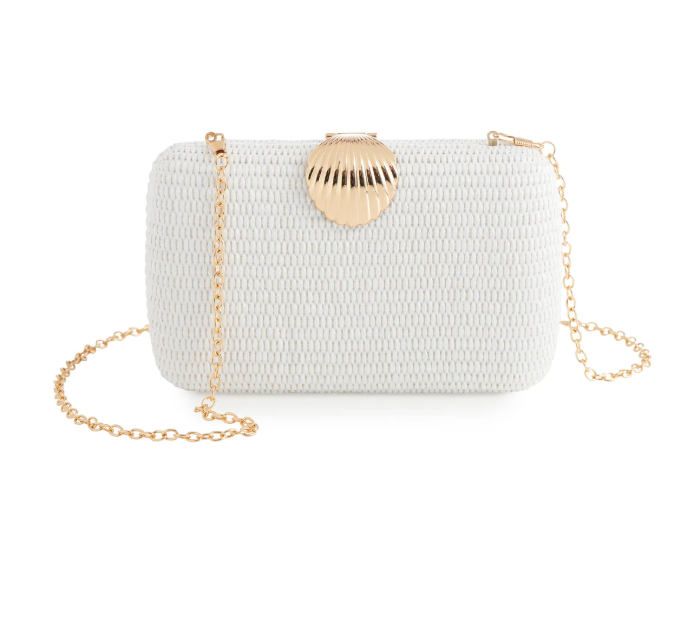 The Shell Clasp Clutch in White