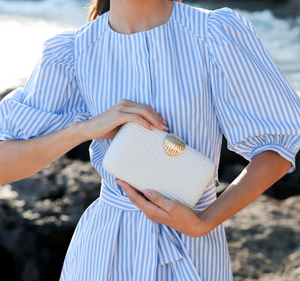 The Shell Clasp Clutch in White