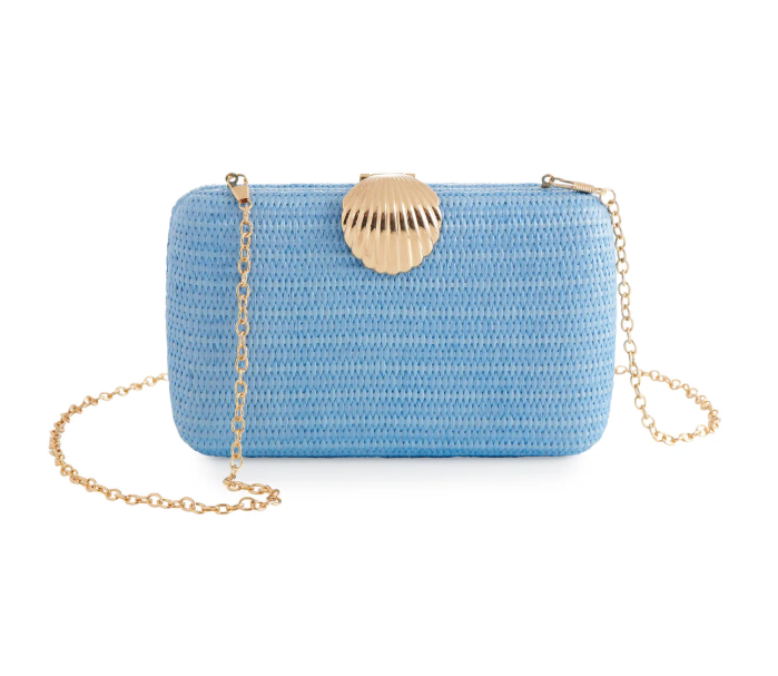 The Shell Clasp Clutch in Sky