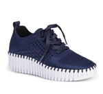 Load image into Gallery viewer, Tulip 4271 - The Knit Sneaker on Mid Platform Wedge in Dark Indigo
