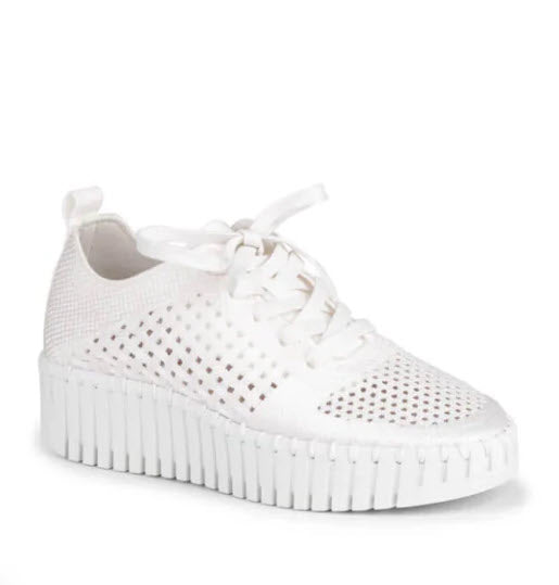 Tulip 4271 - The Knit Sneaker on Mid Platform Wedge in White