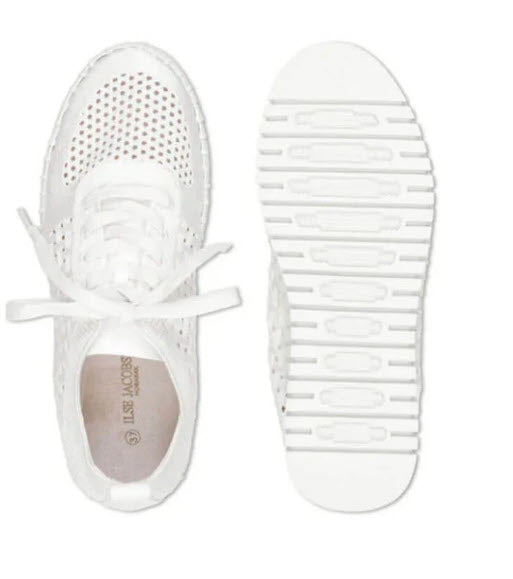 Tulip 4271 - The Knit Sneaker on Mid Platform Wedge in White