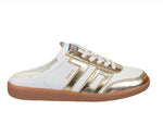Load image into Gallery viewer, The Retro Soccer Lace Sneaker Mule in Gold
