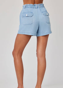 The Tencel Pull on Short in Light Chambray