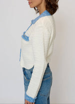Load image into Gallery viewer, The Knit Denim Cardi in White
