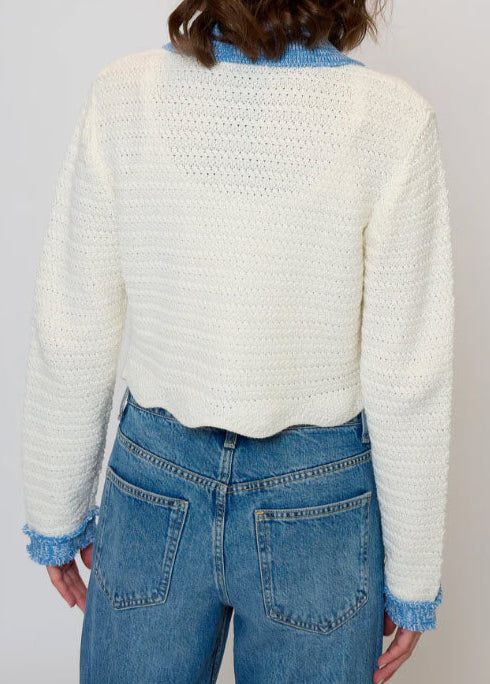 The Knit Denim Cardi in White