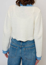 Load image into Gallery viewer, The Knit Denim Cardi in White

