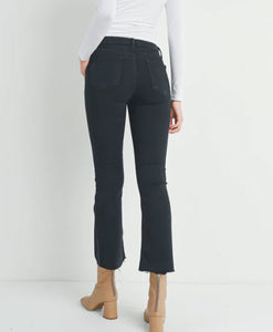 The Crop Flare Jean in Jet Black