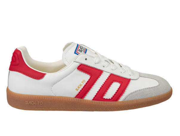 The Retro Soccer Lace Sneaker in White Red