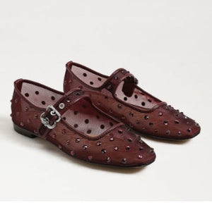 The Mesh with Crystals Maryjane Ballet in French Merlot