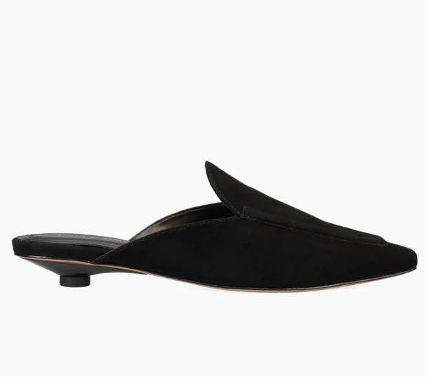 The Pointed Mule on Low Heel in Black