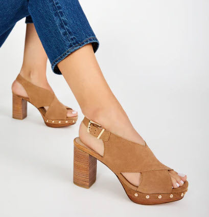 The Platform X Front Sandal in Latte