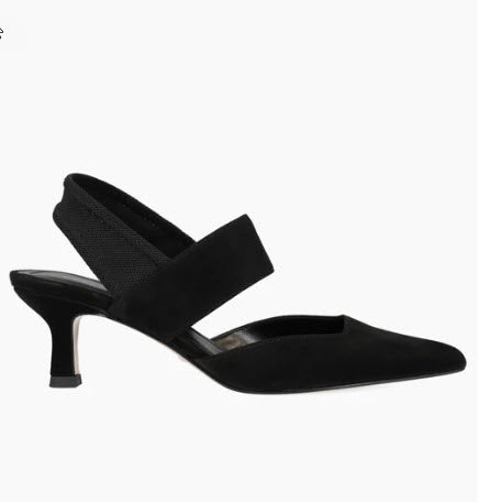 The Elastic Sling Pump with Instep Strap in Black