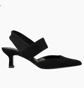 The Elastic Sling Pump with Instep Strap in Black