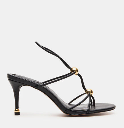 The Strappy Sandal with Ball Ornaments in Black