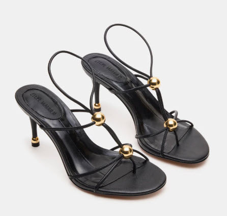 The Strappy Sandal with Ball Ornaments in Black