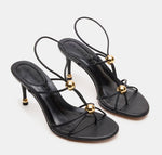 Load image into Gallery viewer, The Strappy Sandal with Ball Ornaments in Black

