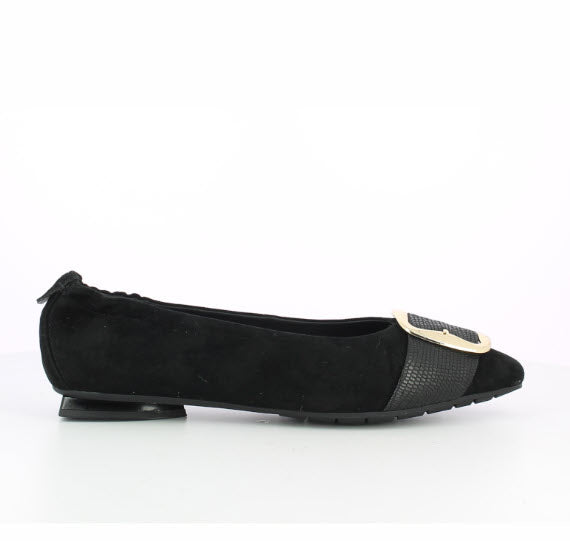 The Belted Toe Flat in Black