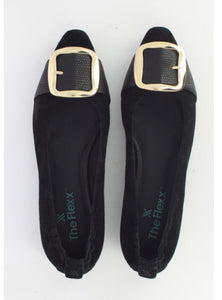 The Belted Toe Flat in Black