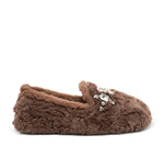 Load image into Gallery viewer, The Faux Fur Jeweled Slipper in Chocolate
