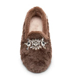 Load image into Gallery viewer, The Faux Fur Jeweled Slipper in Chocolate
