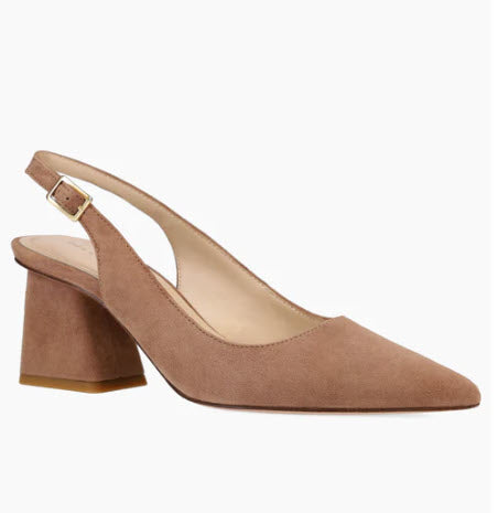 The Sling Pump with Block Heel in Taupe