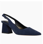 Load image into Gallery viewer, The Sling Pump with Block Heel in Navy
