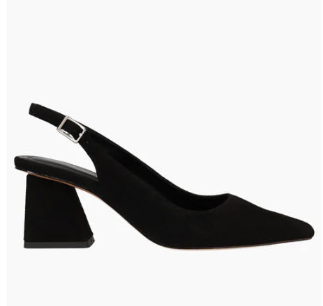 The Sling Pump with Block Heel in Black