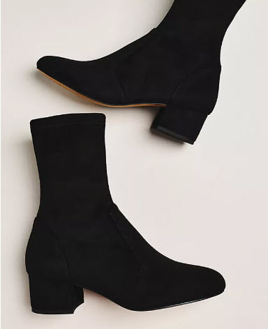 The Block Heel Stretch Ankle Boot in Black