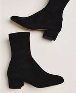 Load image into Gallery viewer, The Block Heel Stretch Ankle Boot in Black
