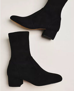 The Block Heel Stretch Ankle Boot in Black