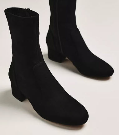 The Block Heel Stretch Ankle Boot in Black