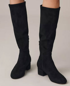 The Block Heel Stretch Tall Boot in Black