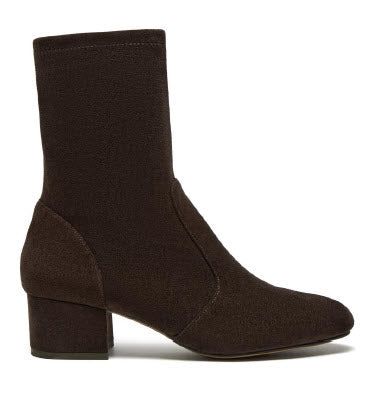 The Block Heel Stretch Ankle Boot in Chocolate