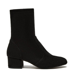 The Block Heel Stretch Ankle Boot in Black