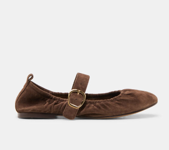 The Elastic Top Line MaryJane Ballet in Dk Brown