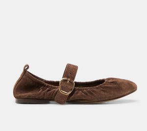 The Elastic Top Line MaryJane Ballet in Dk Brown