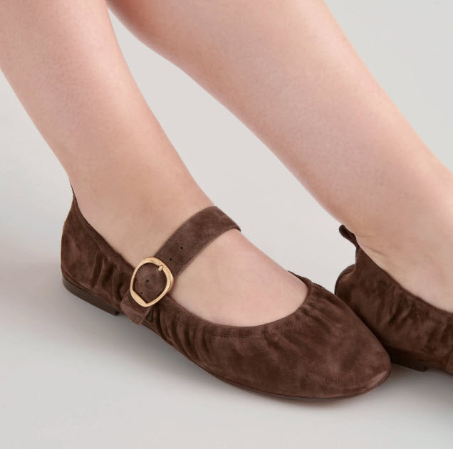 The Elastic Top Line MaryJane Ballet in Dk Brown