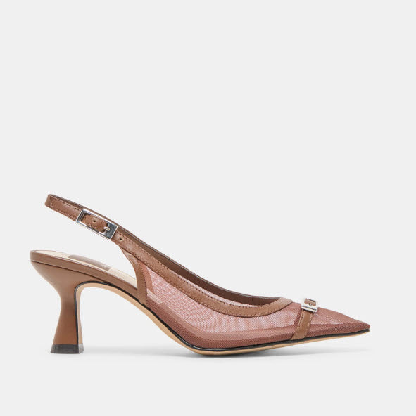 The Mesh Slingback Pump with Belt Detail in Espresso
