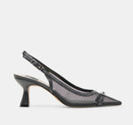 Load image into Gallery viewer, The Mesh Slingback Pump with Belt Detail in Onyx
