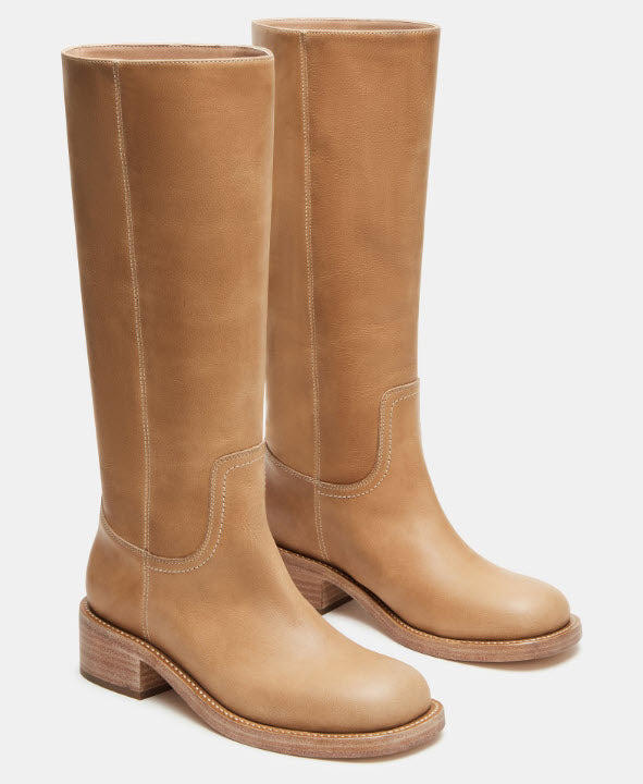 The Tall Boot with Stack Heel in Banana