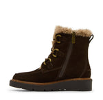 Load image into Gallery viewer, The Waterproof Lace-Up Bootie with Faux Fur in Java
