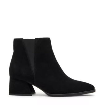 The Pointed Toe Waterproof Bootie with Elastic Panel in Black