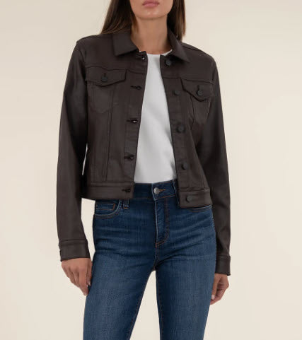The Coated Denim Jacket in Chocolate