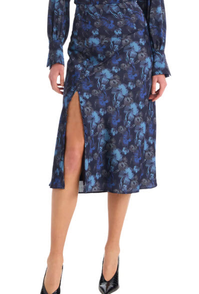 The Floral Midi Skirt in Midnight