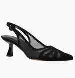 Load image into Gallery viewer, The Suede &amp; Mesh Sling Pump in Black
