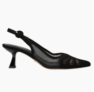 The Suede & Mesh Sling Pump in Black