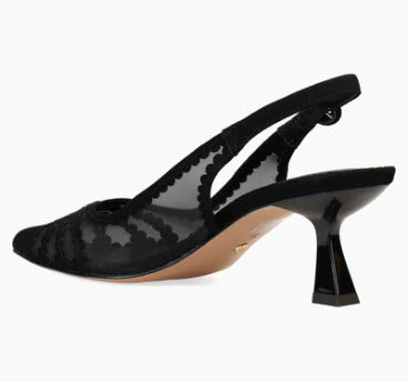 The Suede & Mesh Sling Pump in Black