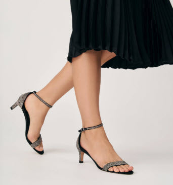The Crystal Sandal in Black