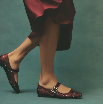 The Mesh with Crystals Maryjane Ballet in French Merlot